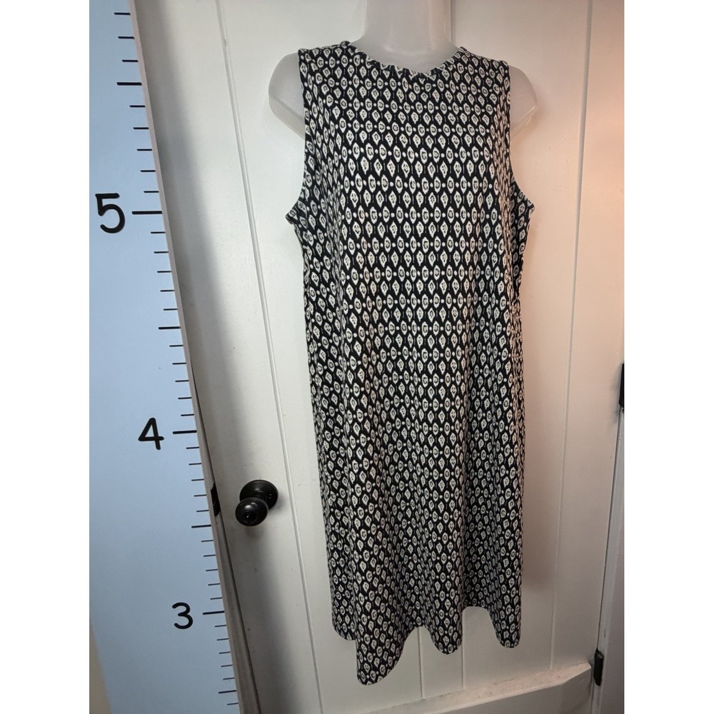 J. Jill Black & White Animal Print Sleeveless Sheath Dress Cotton Medium Women's